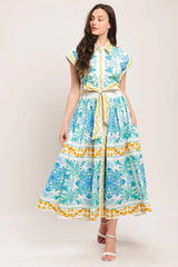 BLUE REGALIA WOVEN MIDI DRESS - Flying Tomato - Flyclothing LLC