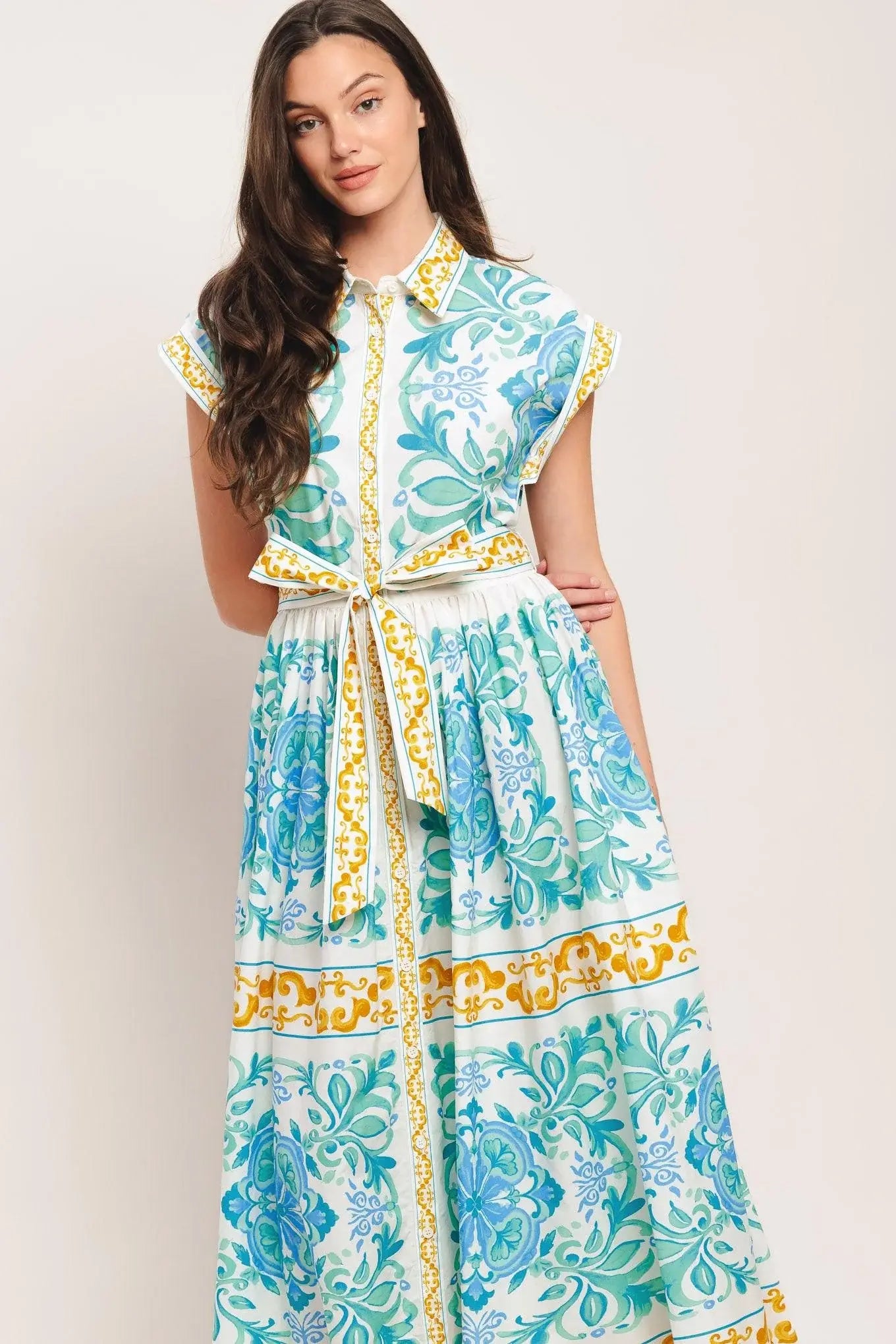 BLUE REGALIA WOVEN MIDI DRESS - Flying Tomato - Flyclothing LLC