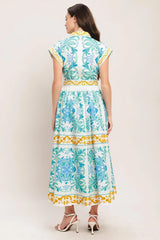 BLUE REGALIA WOVEN MIDI DRESS - Flying Tomato - Flyclothing LLC