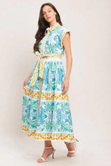BLUE REGALIA WOVEN MIDI DRESS - Flying Tomato - Flyclothing LLC