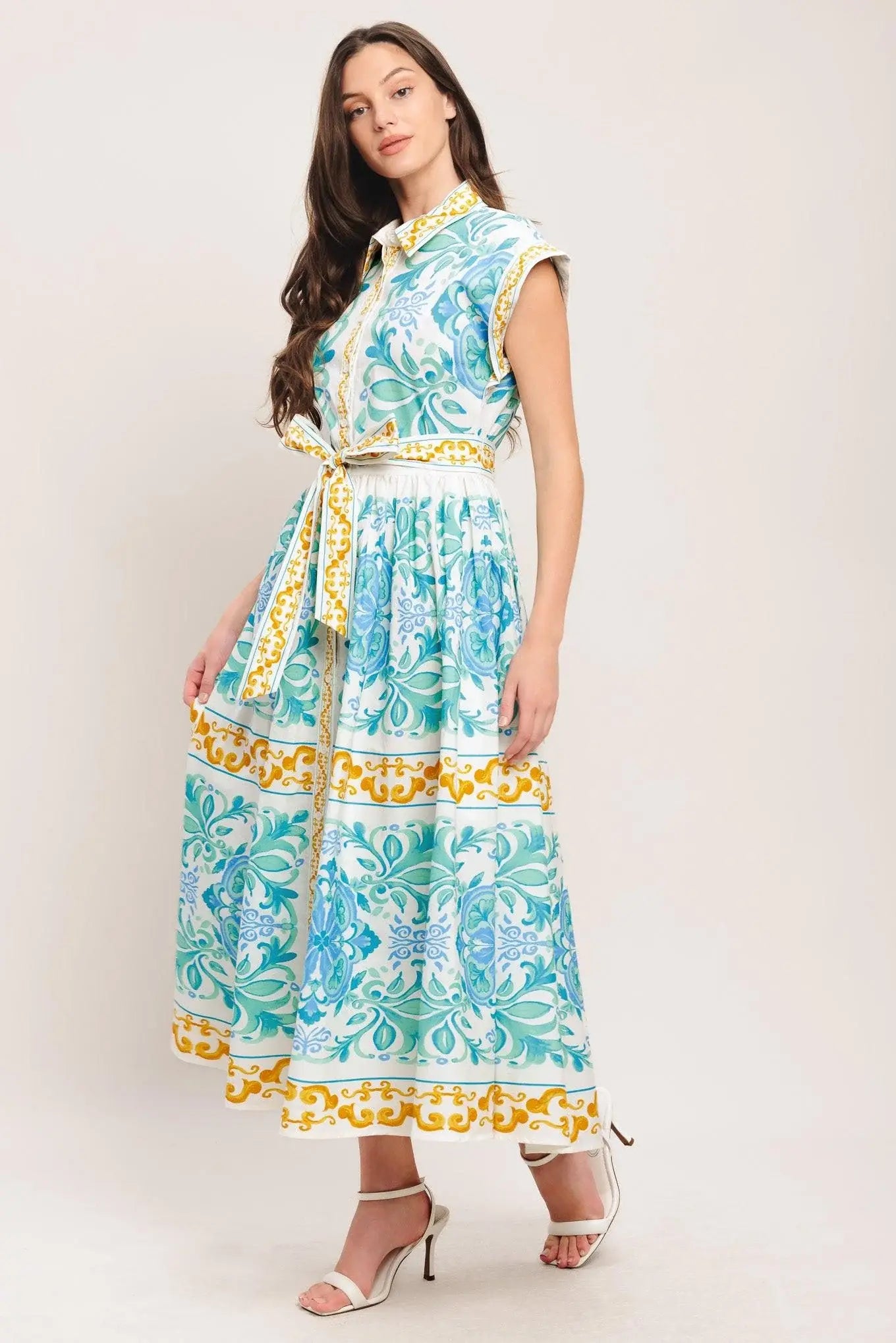 BLUE REGALIA WOVEN MIDI DRESS - Flying Tomato - Flyclothing LLC
