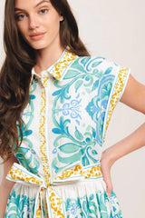 BLUE REGALIA WOVEN MIDI DRESS - Flying Tomato - Flyclothing LLC