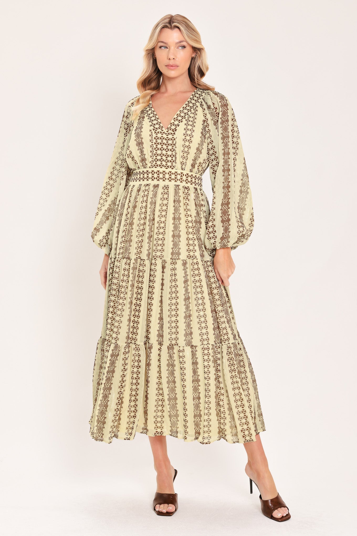 TRIBAL WHISPER WOVEN MIDI DRESS