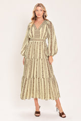 TRIBAL WHISPER WOVEN MIDI DRESS
