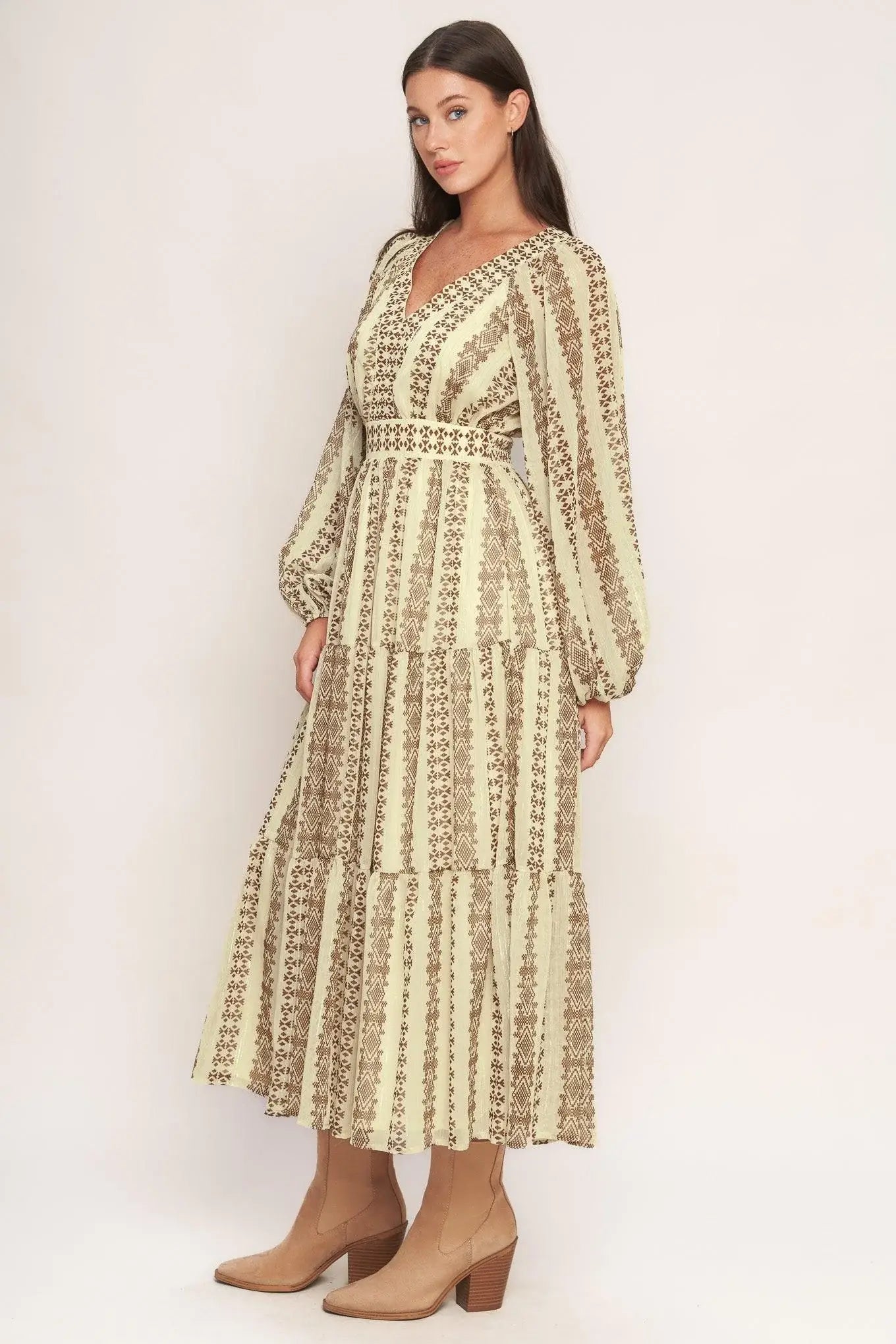TRIBAL WHISPER WOVEN MIDI DRESS - Flying Tomato - Flyclothing LLC