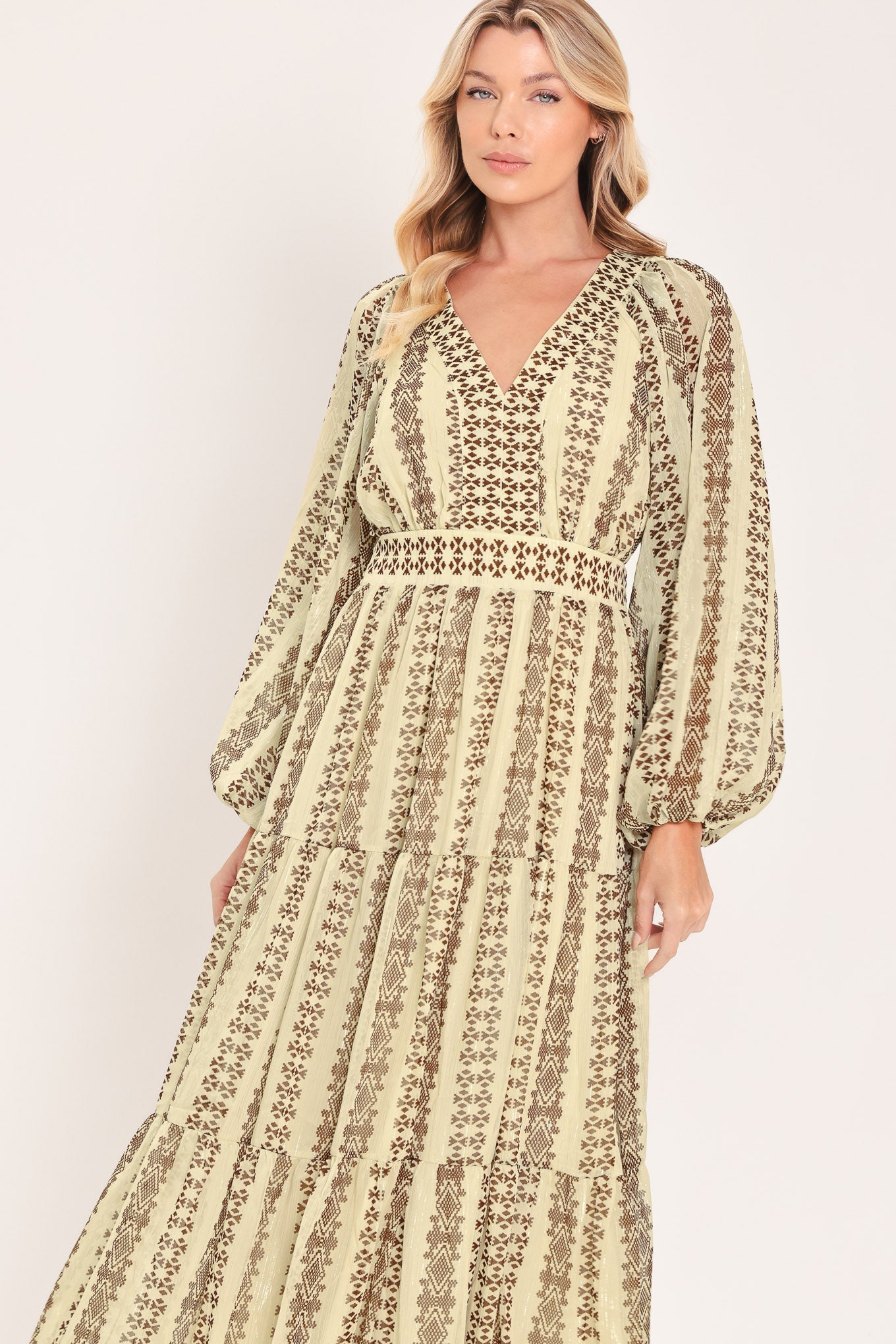 TRIBAL WHISPER WOVEN MIDI DRESS