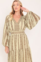 TRIBAL WHISPER WOVEN MIDI DRESS