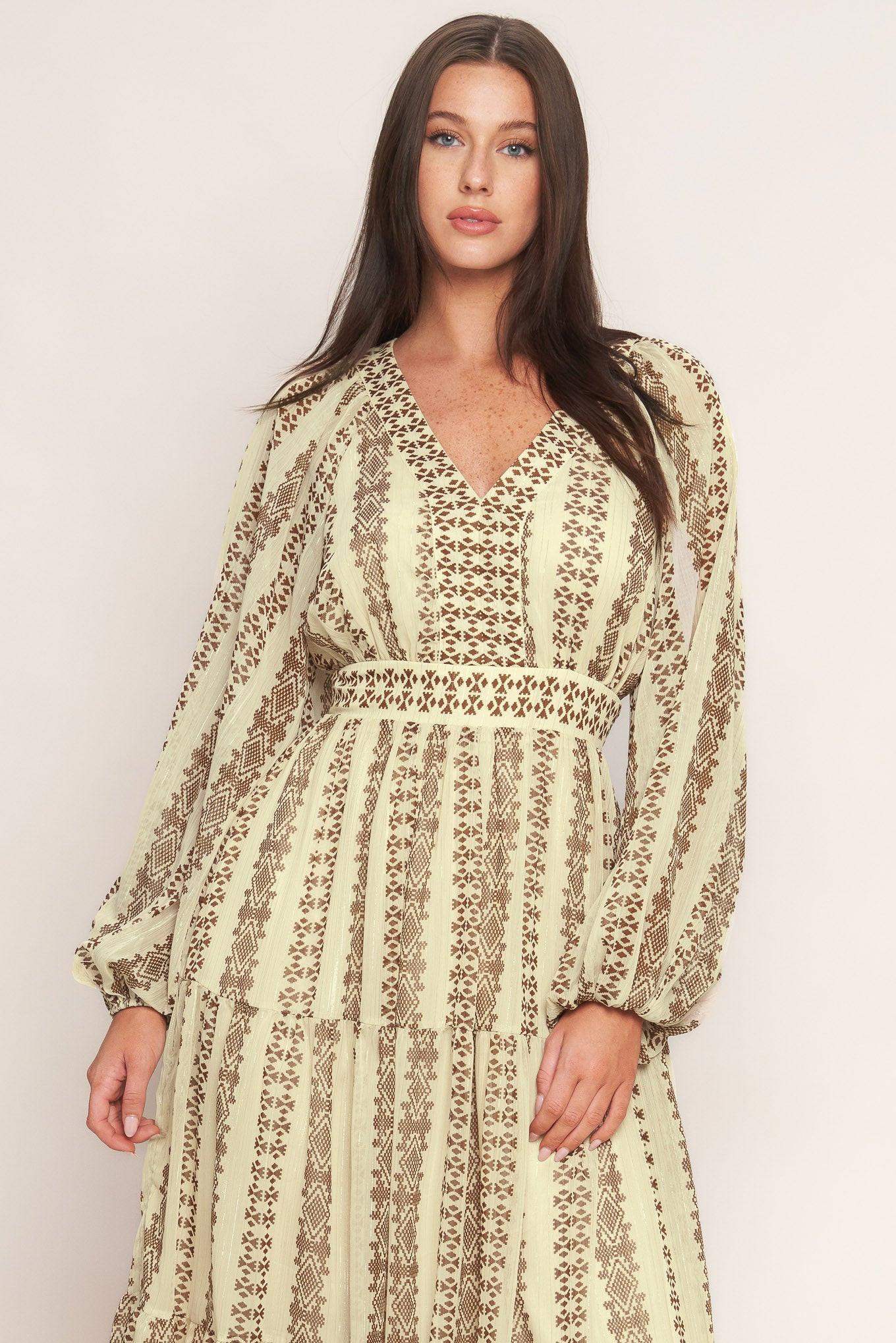 TRIBAL WHISPER WOVEN MIDI DRESS - Flying Tomato - Flyclothing LLC