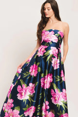 LUNA FLORA WOVEN MAXI DRESS - Flying Tomato - Flyclothing LLC