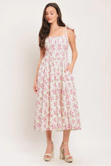 PETALS & PROMISES WOVEN MIDI DRESS - Flying Tomato - Flyclothing LLC