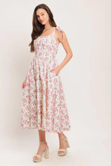 PETALS & PROMISES WOVEN MIDI DRESS - Flying Tomato - Flyclothing LLC