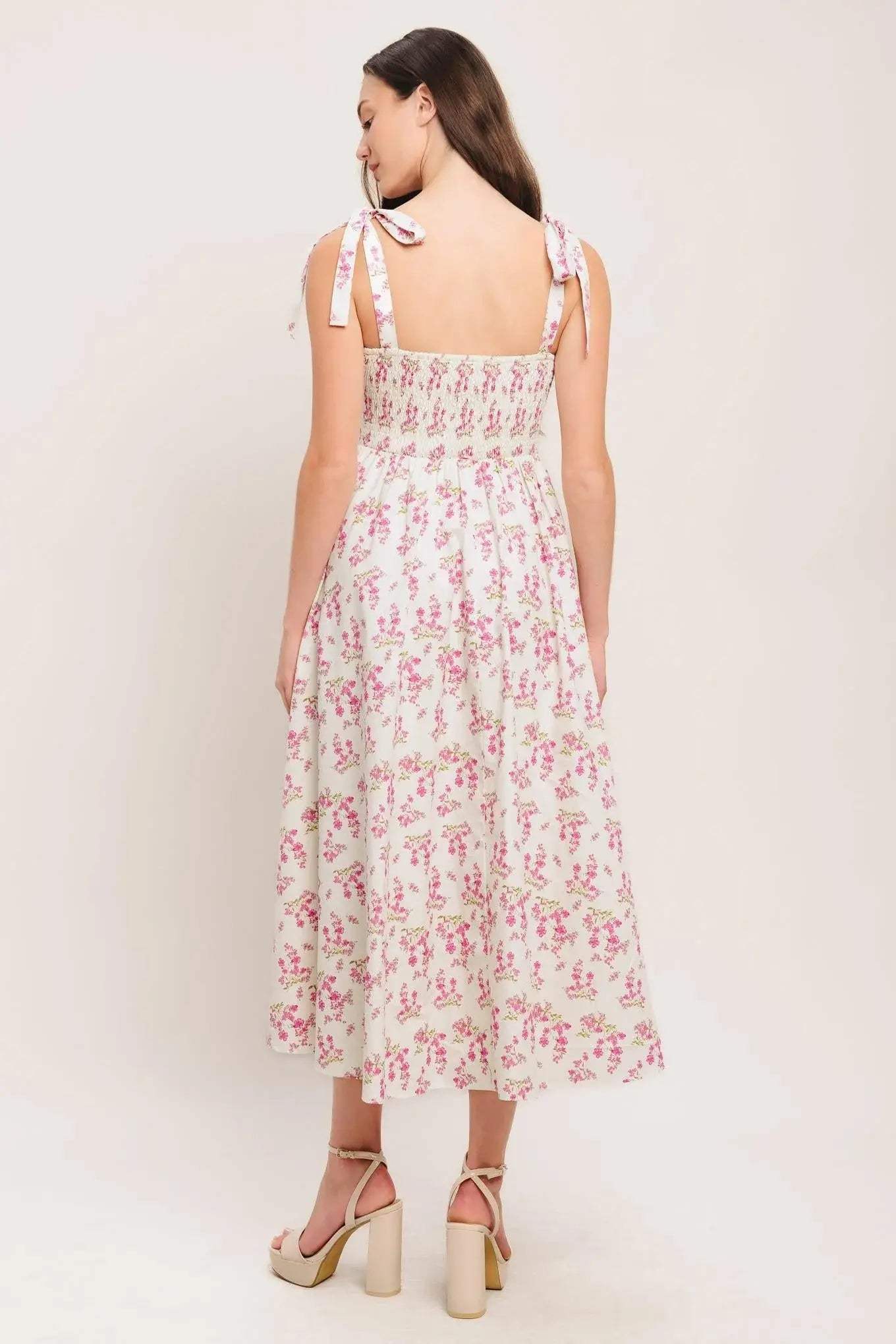 PETALS & PROMISES WOVEN MIDI DRESS - Flying Tomato - Flyclothing LLC
