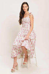 PETALS & PROMISES WOVEN MIDI DRESS - Flying Tomato - Flyclothing LLC