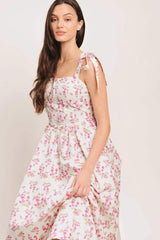 PETALS & PROMISES WOVEN MIDI DRESS - Flying Tomato - Flyclothing LLC