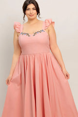 BLUSHED WITH LOVE WOVEN MIDI DRESS - Flying Tomato - Flyclothing LLC