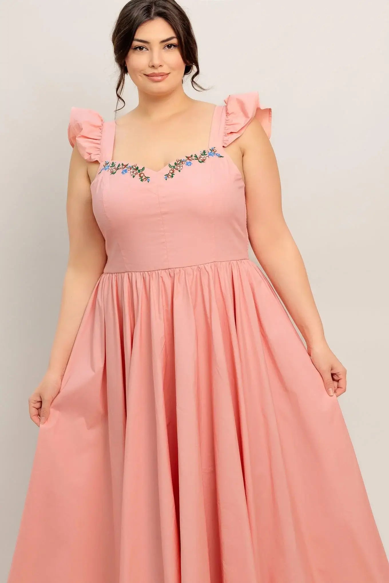 BLUSHED WITH LOVE WOVEN MIDI DRESS - Flying Tomato - Flyclothing LLC