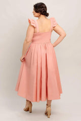 BLUSHED WITH LOVE WOVEN MIDI DRESS - Flying Tomato - Flyclothing LLC