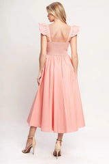 BLUSHED WITH LOVE WOVEN MIDI DRESS - Flying Tomato - Flyclothing LLC