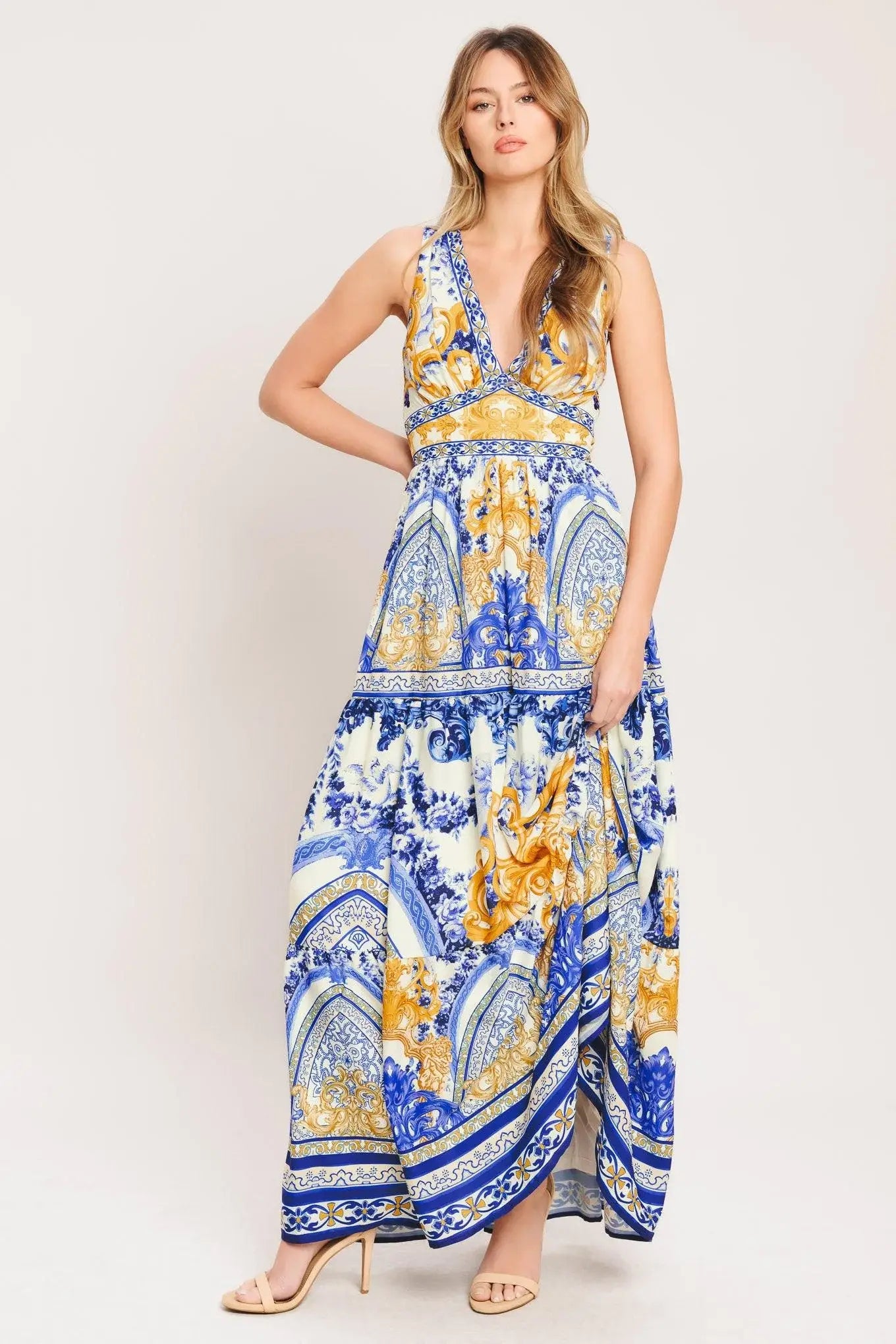 AZURE PALAZZO WOVEN MAXI DRESS - Flying Tomato - Flyclothing LLC