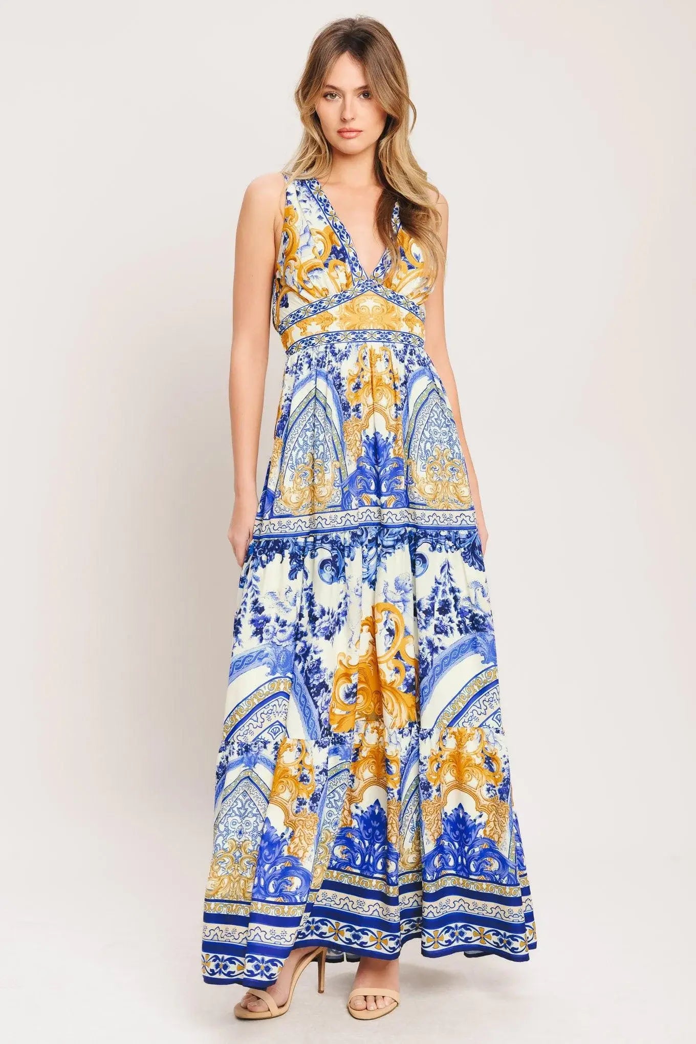 AZURE PALAZZO WOVEN MAXI DRESS - Flying Tomato - Flyclothing LLC