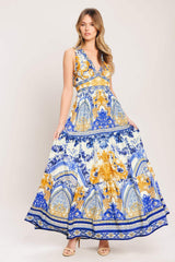 AZURE PALAZZO WOVEN MAXI DRESS - Flying Tomato - Flyclothing LLC