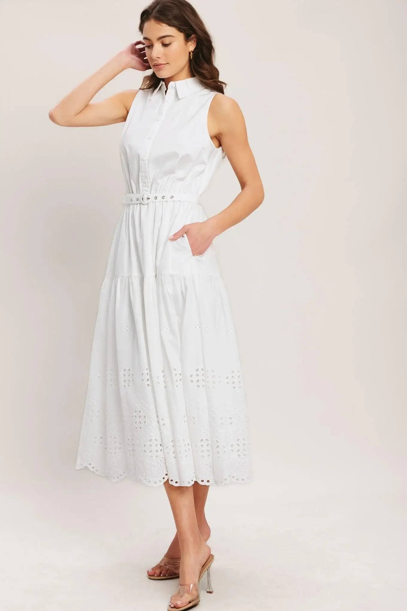 HAMPTONS SUMMER WOVEN MIDI DRESS - Flying Tomato - Flyclothing LLC