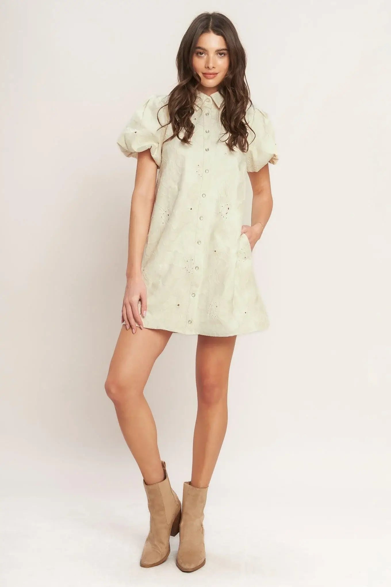 BREATHABLE WEAVE WOVEN MINI DRESS - Flying Tomato - Flyclothing LLC
