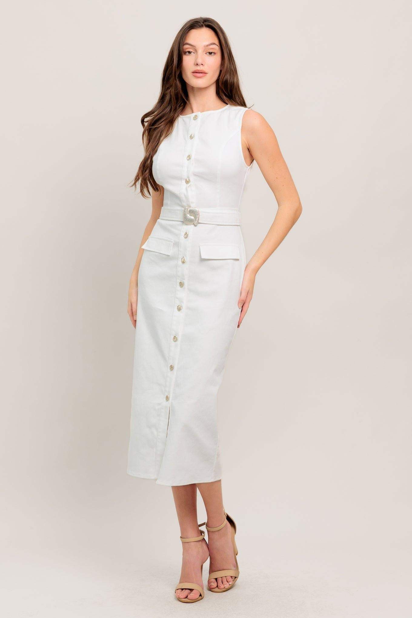ROUGE ROMANCE TWILL MIDI DRESS - Flying Tomato - Flyclothing LLC