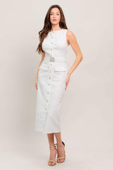 ROUGE ROMANCE TWILL MIDI DRESS - Flying Tomato - Flyclothing LLC