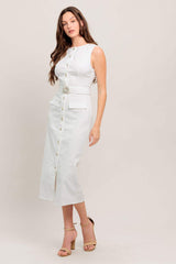 ROUGE ROMANCE TWILL MIDI DRESS - Flying Tomato - Flyclothing LLC