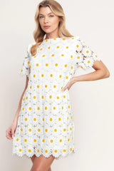 DAISIES AND DAYDREAMS WOVEN LACE MINI DRESS - Flying Tomato - Flyclothing LLC