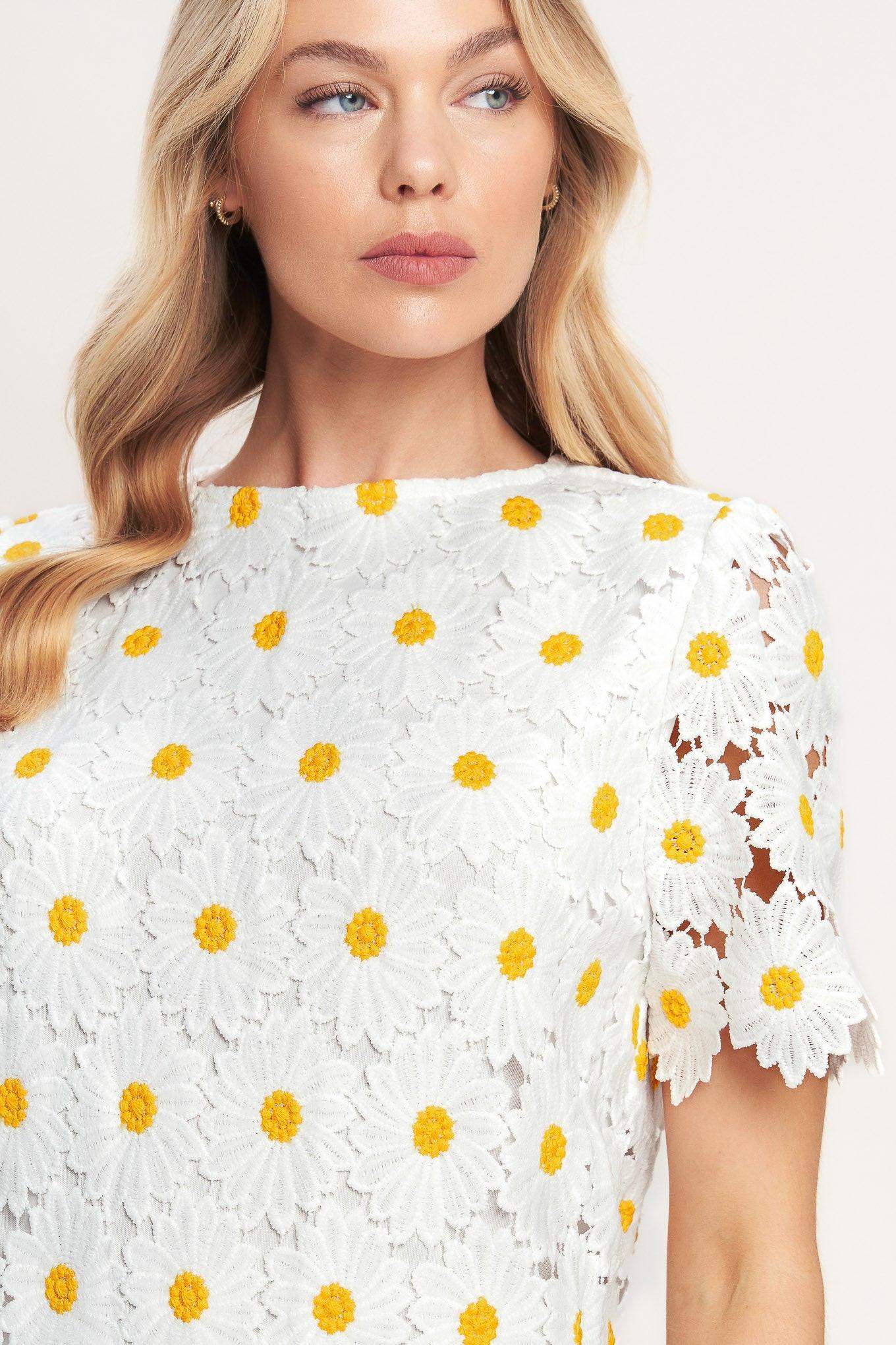 DAISIES AND DAYDREAMS WOVEN LACE MINI DRESS - Flying Tomato - Flyclothing LLC