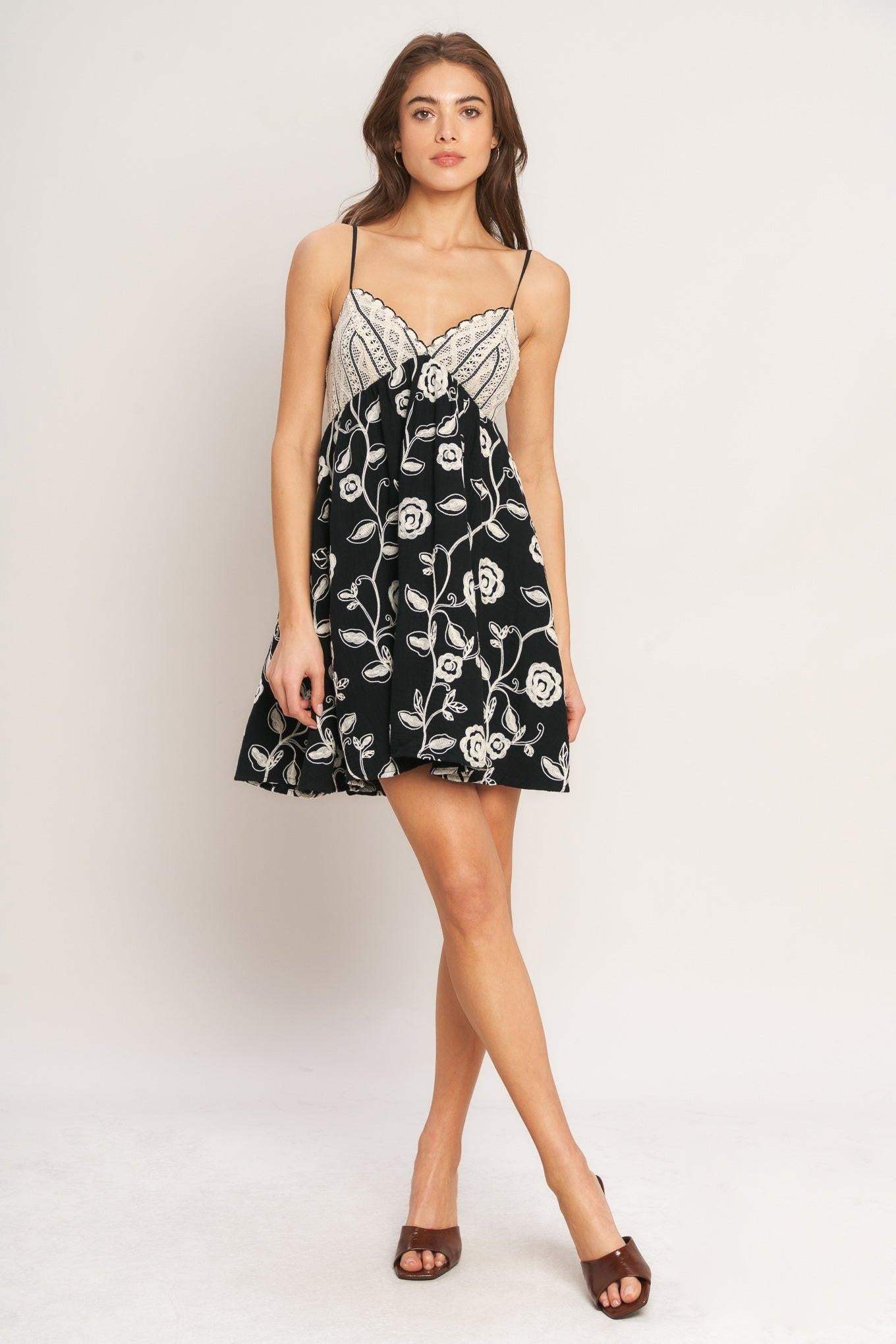 DARK ROMANCE WOVEN MINI DRESS - Flying Tomato - Flyclothing LLC