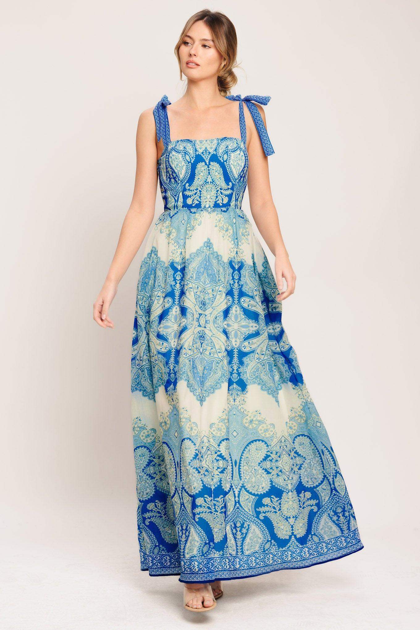 OCEAN TAPESTRY WOVEN MAXI DRESS - Flying Tomato - Flyclothing LLC
