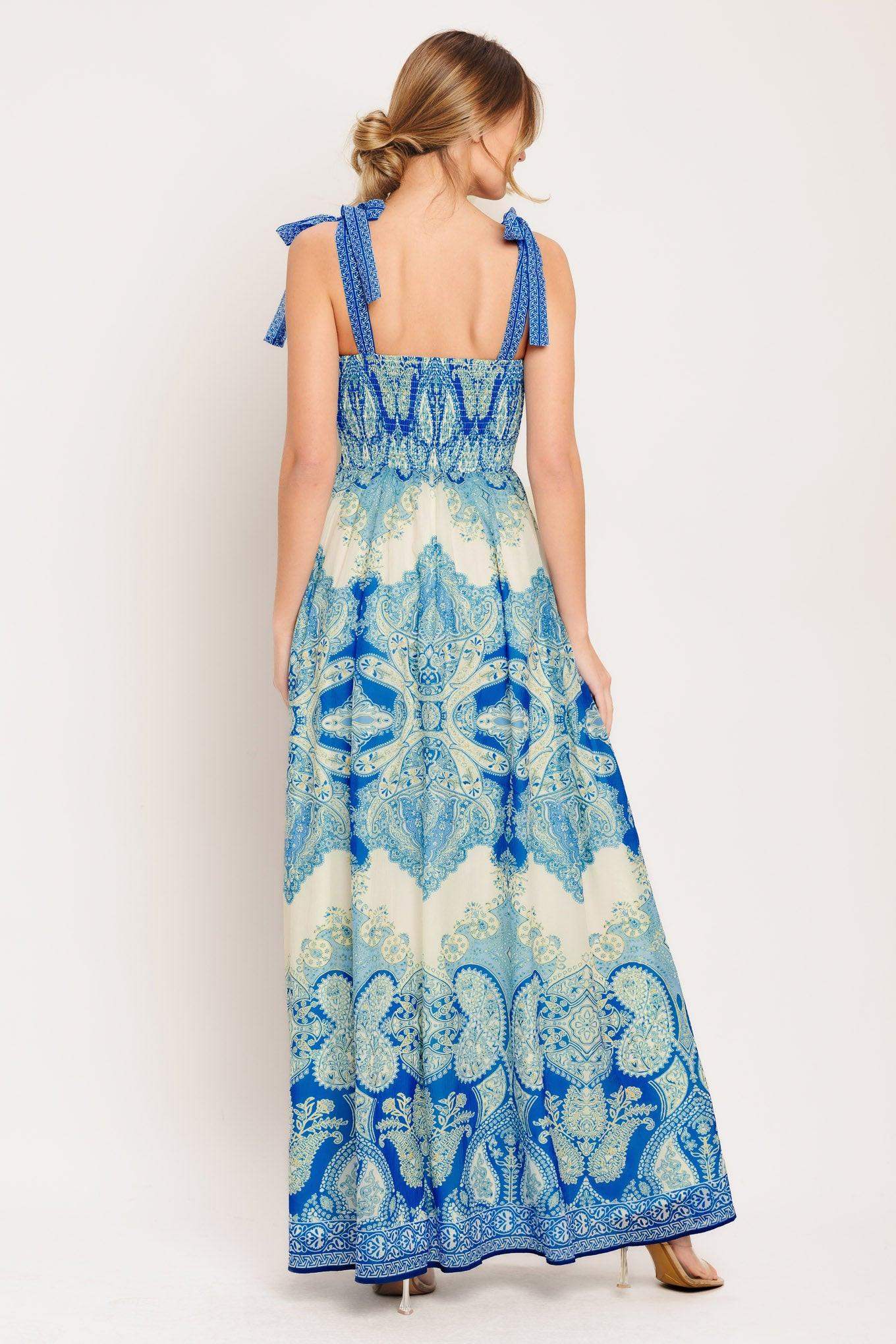 OCEAN TAPESTRY WOVEN MAXI DRESS - Flying Tomato - Flyclothing LLC