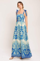 OCEAN TAPESTRY WOVEN MAXI DRESS - Flying Tomato - Flyclothing LLC