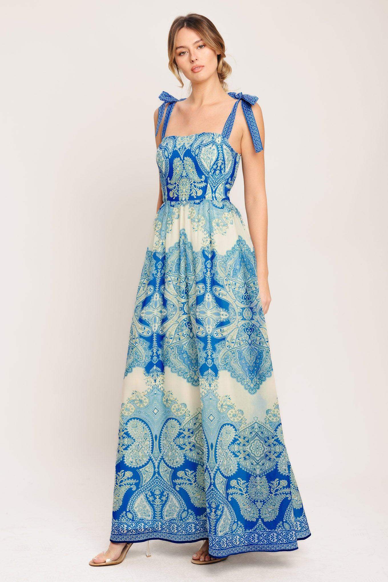 OCEAN TAPESTRY WOVEN MAXI DRESS - Flying Tomato - Flyclothing LLC