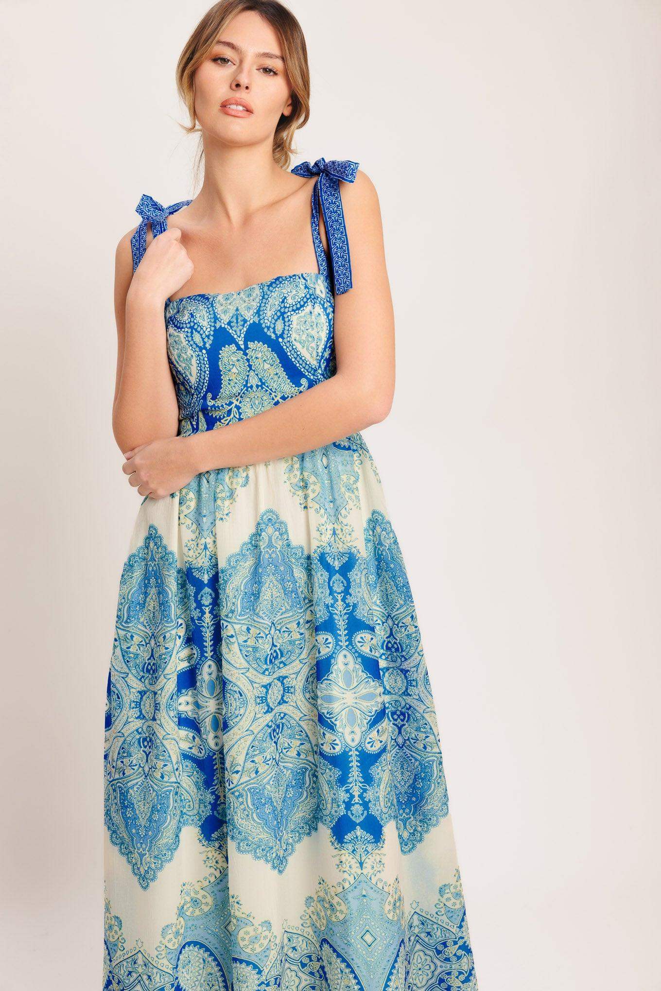OCEAN TAPESTRY WOVEN MAXI DRESS - Flying Tomato - Flyclothing LLC