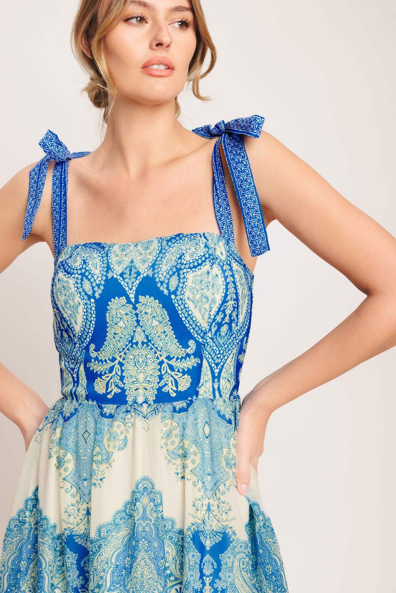 OCEAN TAPESTRY WOVEN MAXI DRESS - Flying Tomato - Flyclothing LLC