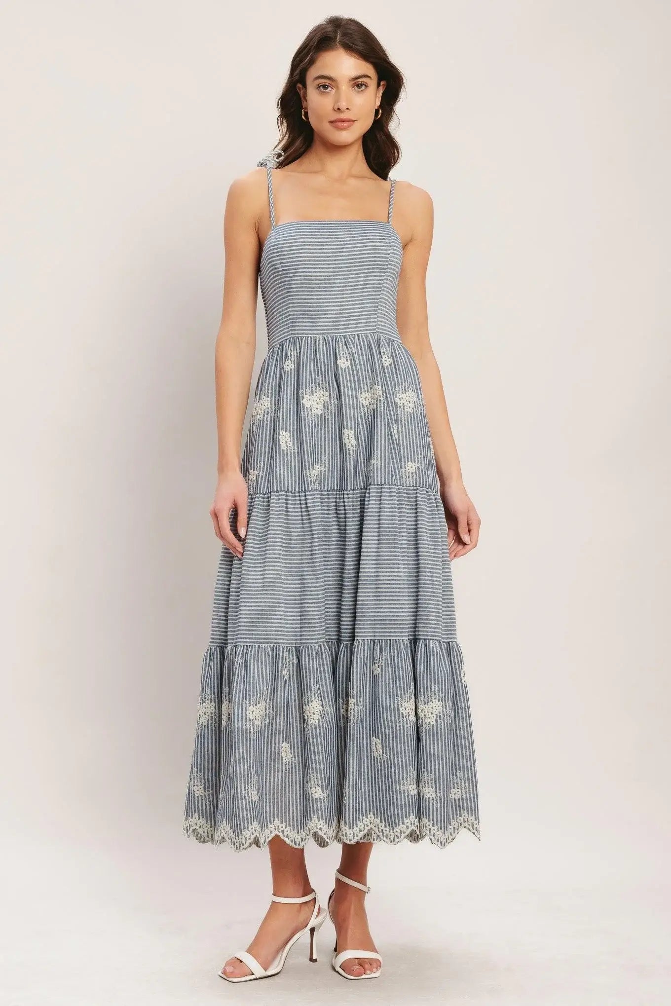 SALT AIR STRIPE WOVEN MIDI DRESS - Flying Tomato - Flyclothing LLC