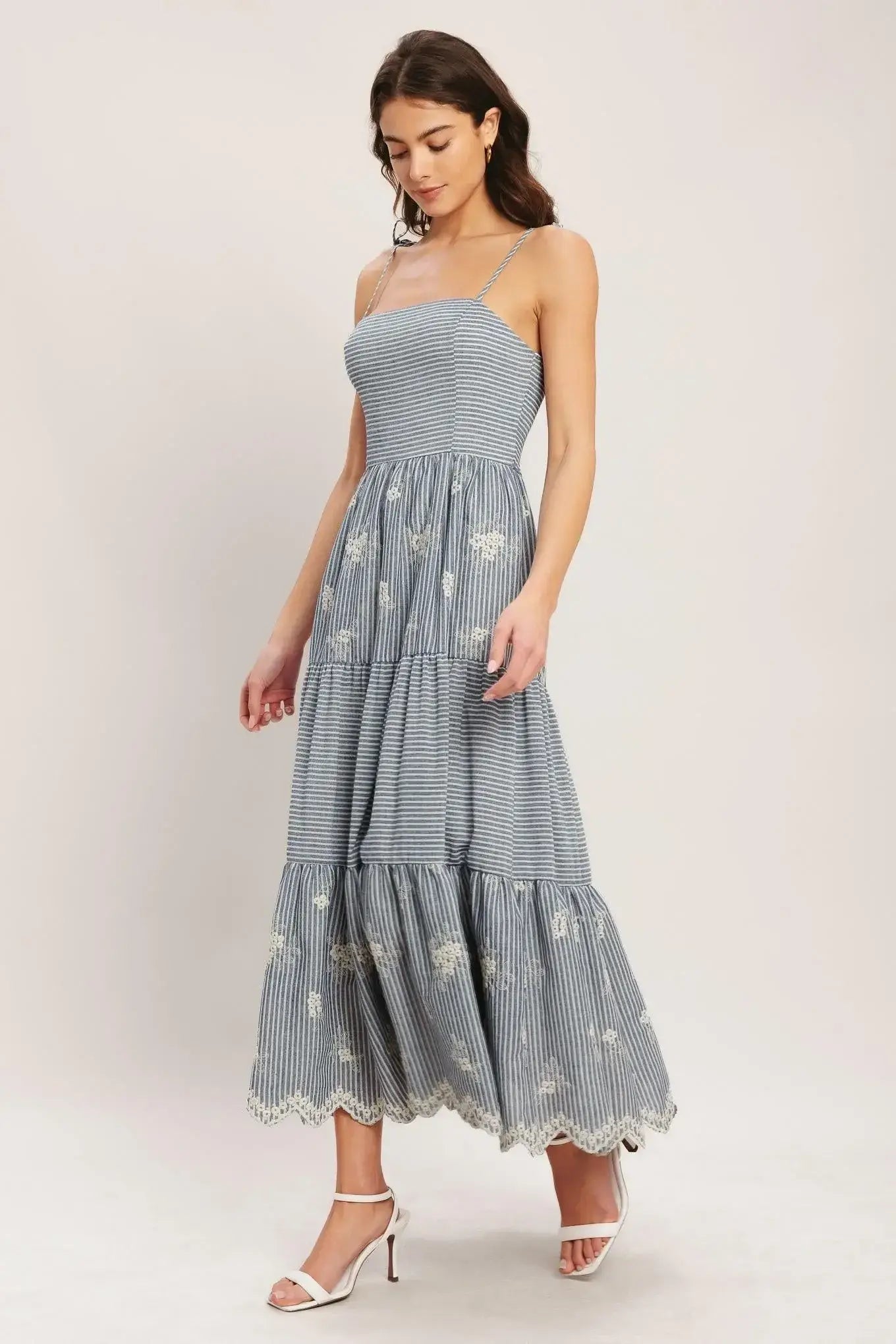SALT AIR STRIPE WOVEN MIDI DRESS - Flying Tomato - Flyclothing LLC