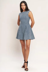 PERFECTLY PLANNED STRIPED DENIM MINI DRESS - Flying Tomato - Flyclothing LLC