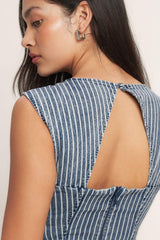 PERFECTLY PLANNED STRIPED DENIM MINI DRESS - Flying Tomato - Flyclothing LLC