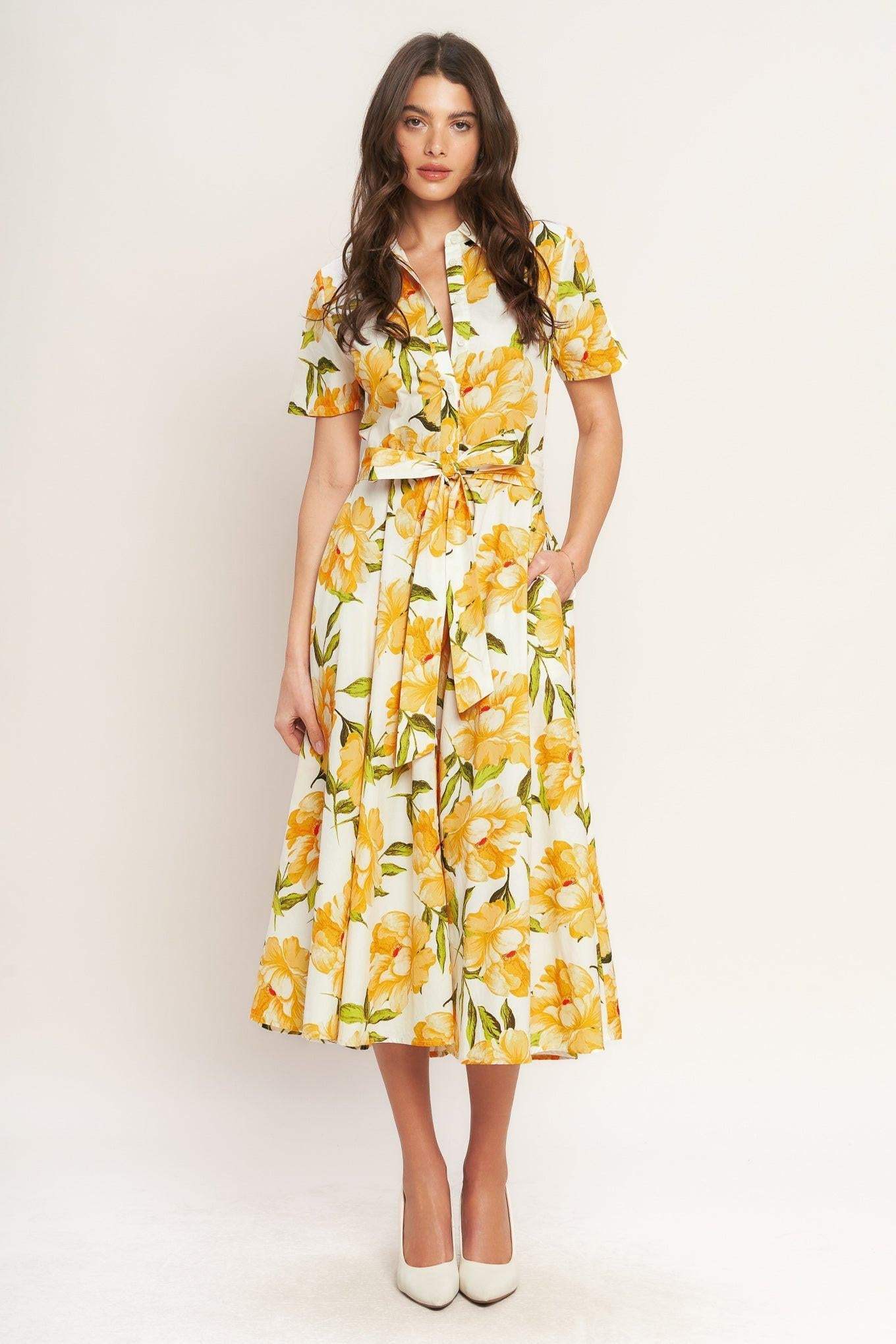 UPLIFTING PALETTE WOVEN MIDI DRESS - Flying Tomato - Flyclothing LLC