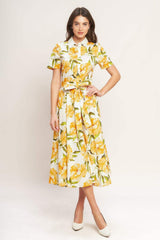 UPLIFTING PALETTE WOVEN MIDI DRESS - Flying Tomato - Flyclothing LLC