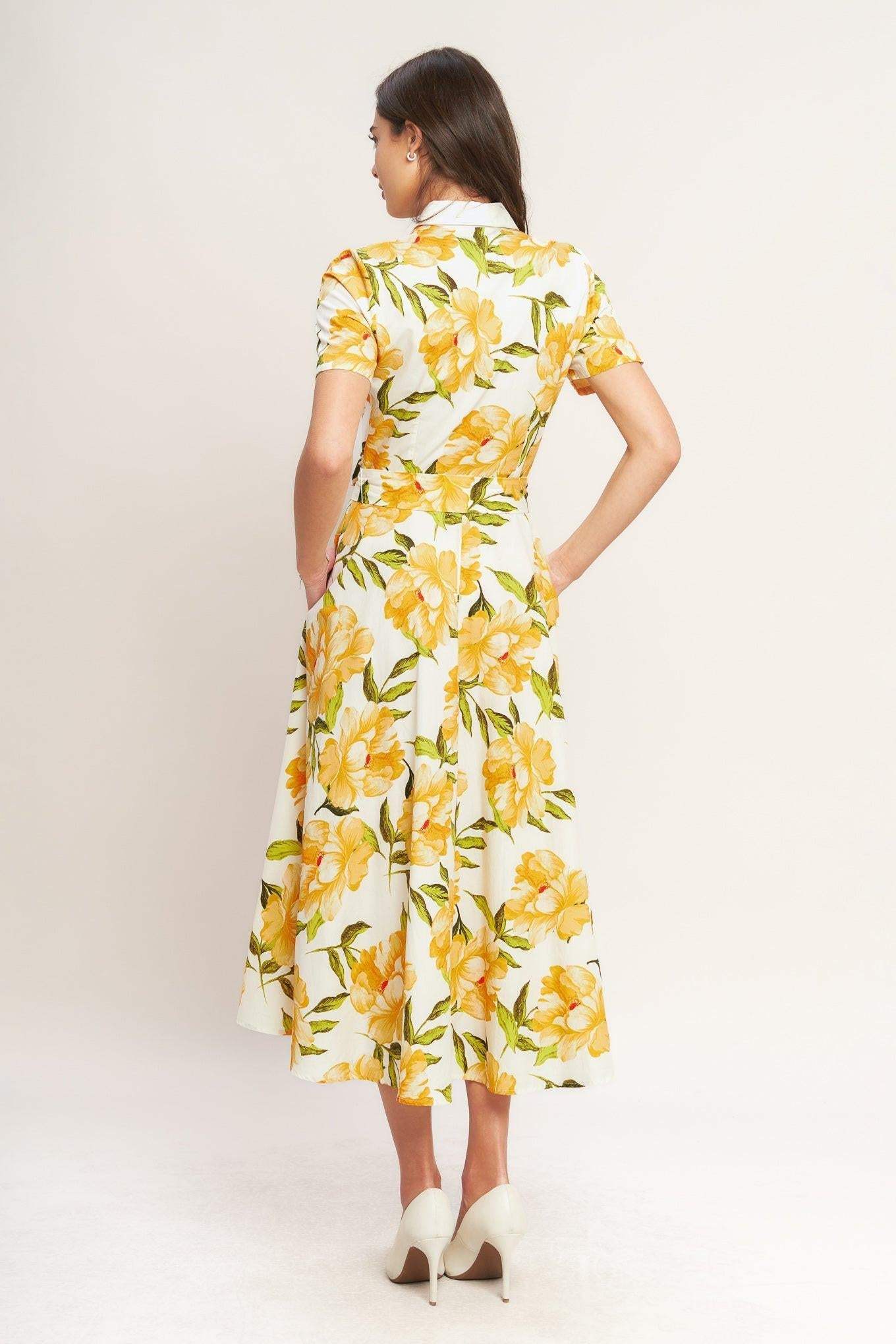 UPLIFTING PALETTE WOVEN MIDI DRESS - Flying Tomato - Flyclothing LLC