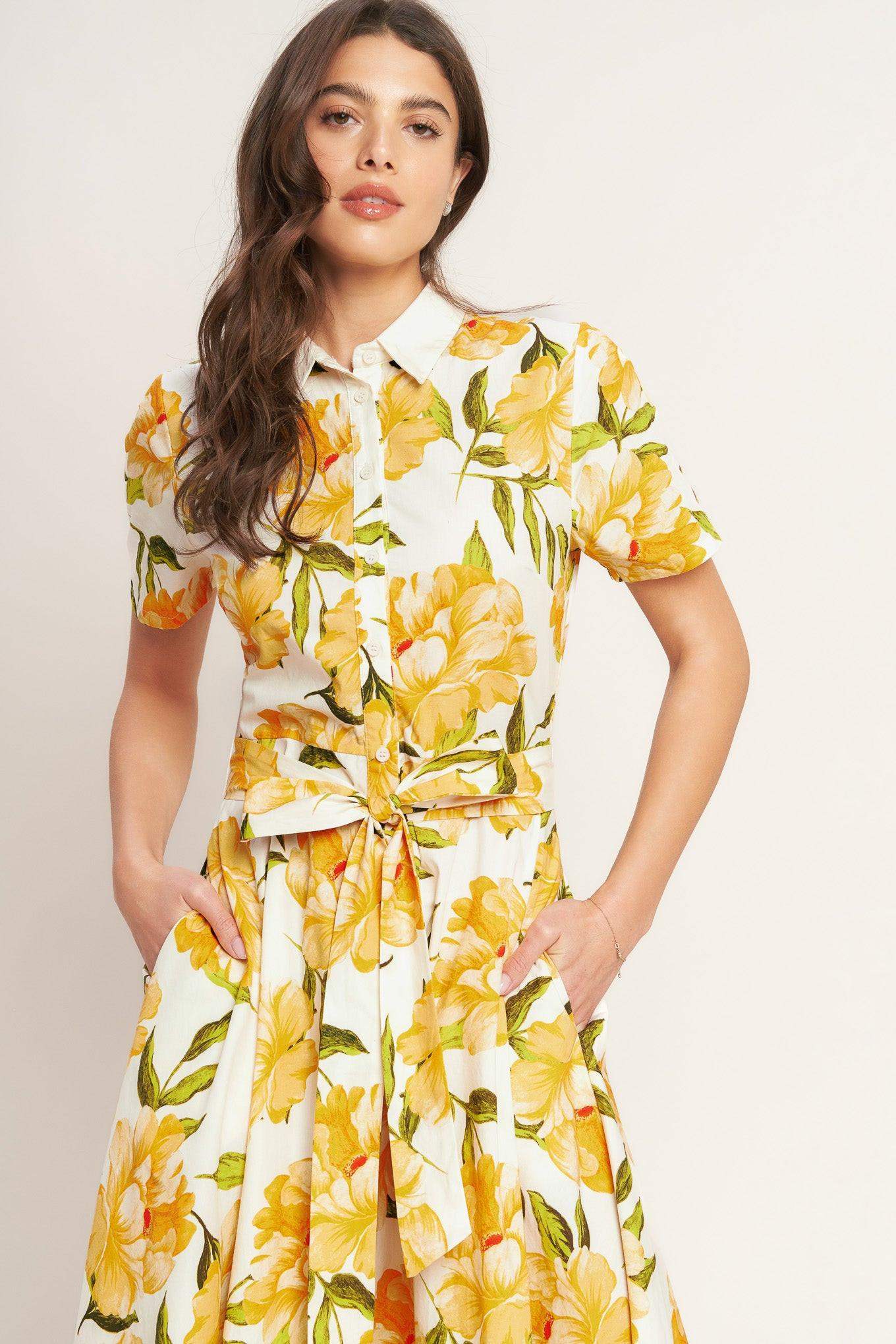UPLIFTING PALETTE WOVEN MIDI DRESS - Flying Tomato - Flyclothing LLC