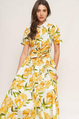 UPLIFTING PALETTE WOVEN MIDI DRESS - Flying Tomato - Flyclothing LLC