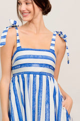 BLUE HORIZON BEAUTY WOVEN MIDI DRESS - Flying Tomato - Flyclothing LLC