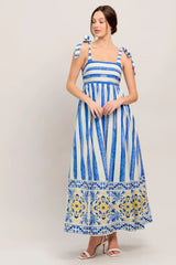 BLUE HORIZON BEAUTY WOVEN MIDI DRESS - Flying Tomato - Flyclothing LLC